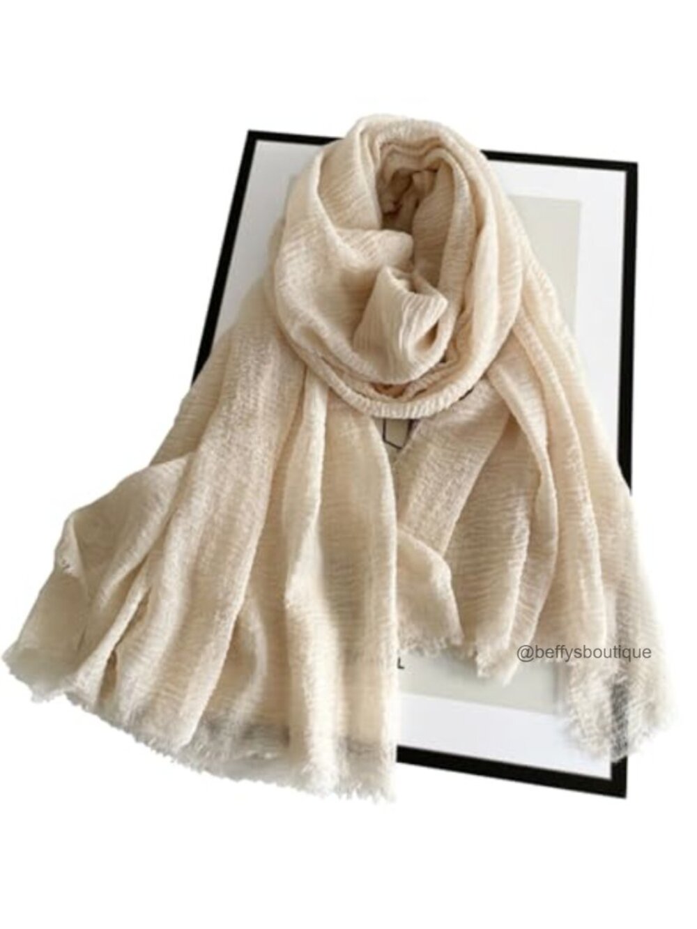 Soft Cotton Blend Fringed Scarf Shawl Wrap Lightweight Travel Oversized